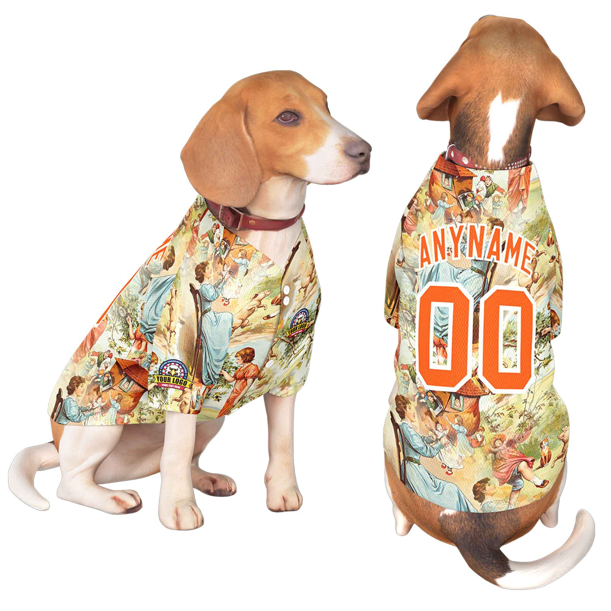 Custom Orange White Graffiti Pattern Dog Jersey