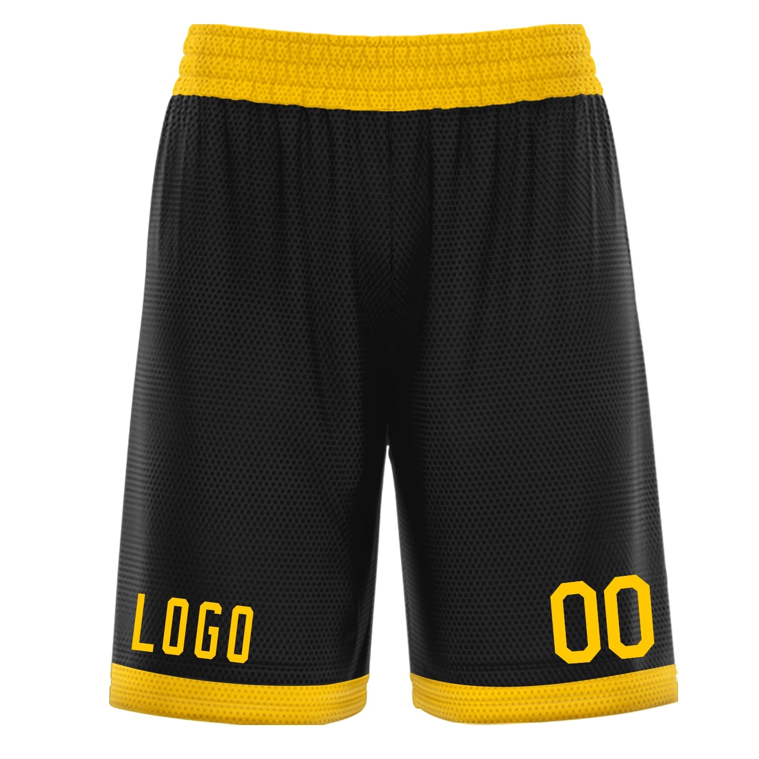 Custom Black Yellow Basketball Shorts