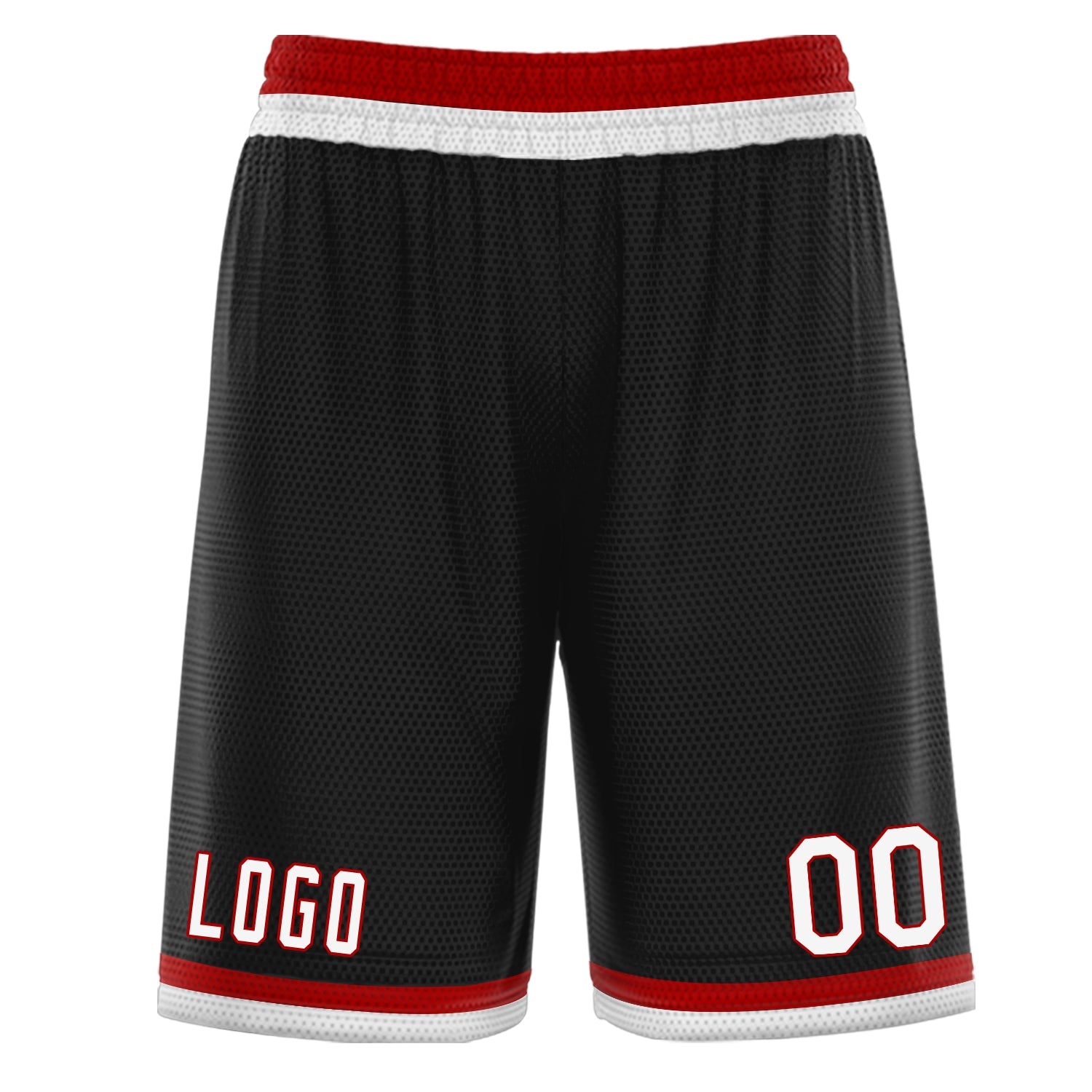 Short de basket personnalisé noir blanc rouge