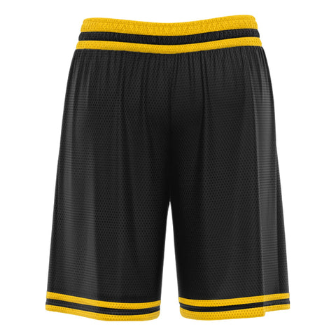 Custom Black Yellow Athletic Basketball Shorts