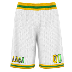 Short de basket personnalisé blanc jaune vert