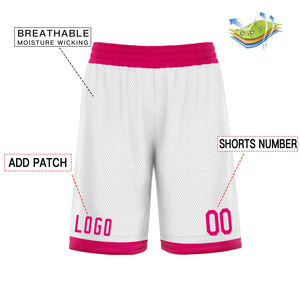 Custom White Pink Basketball Shorts