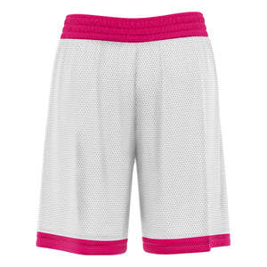 Custom White Pink Basketball Shorts