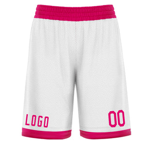 Custom White Pink Basketball Shorts