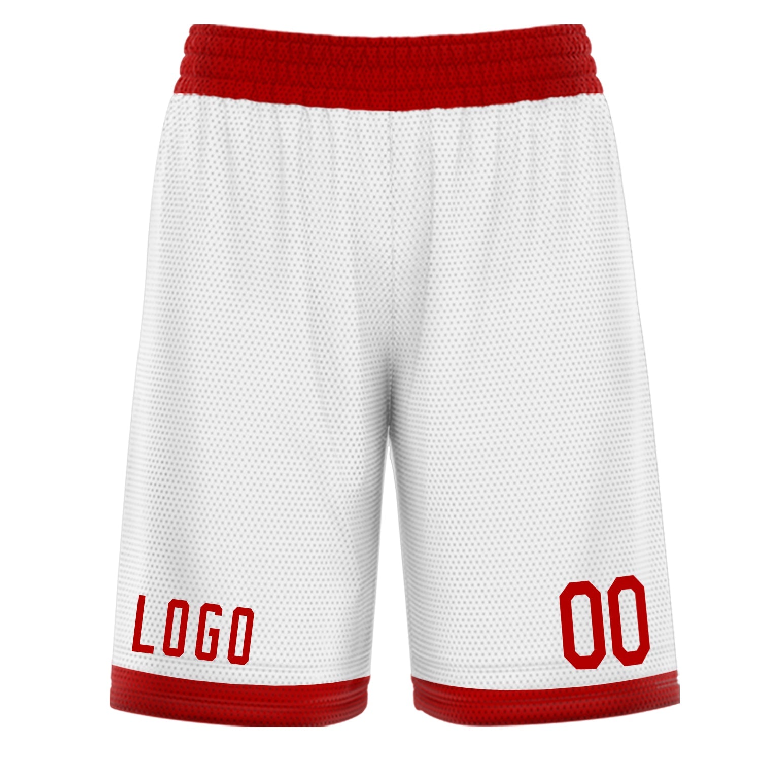 Short de basket-ball blanc rouge personnalisé