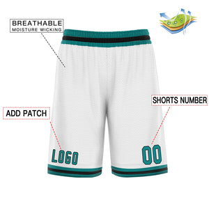 Custom White Green Black Basketball Shorts