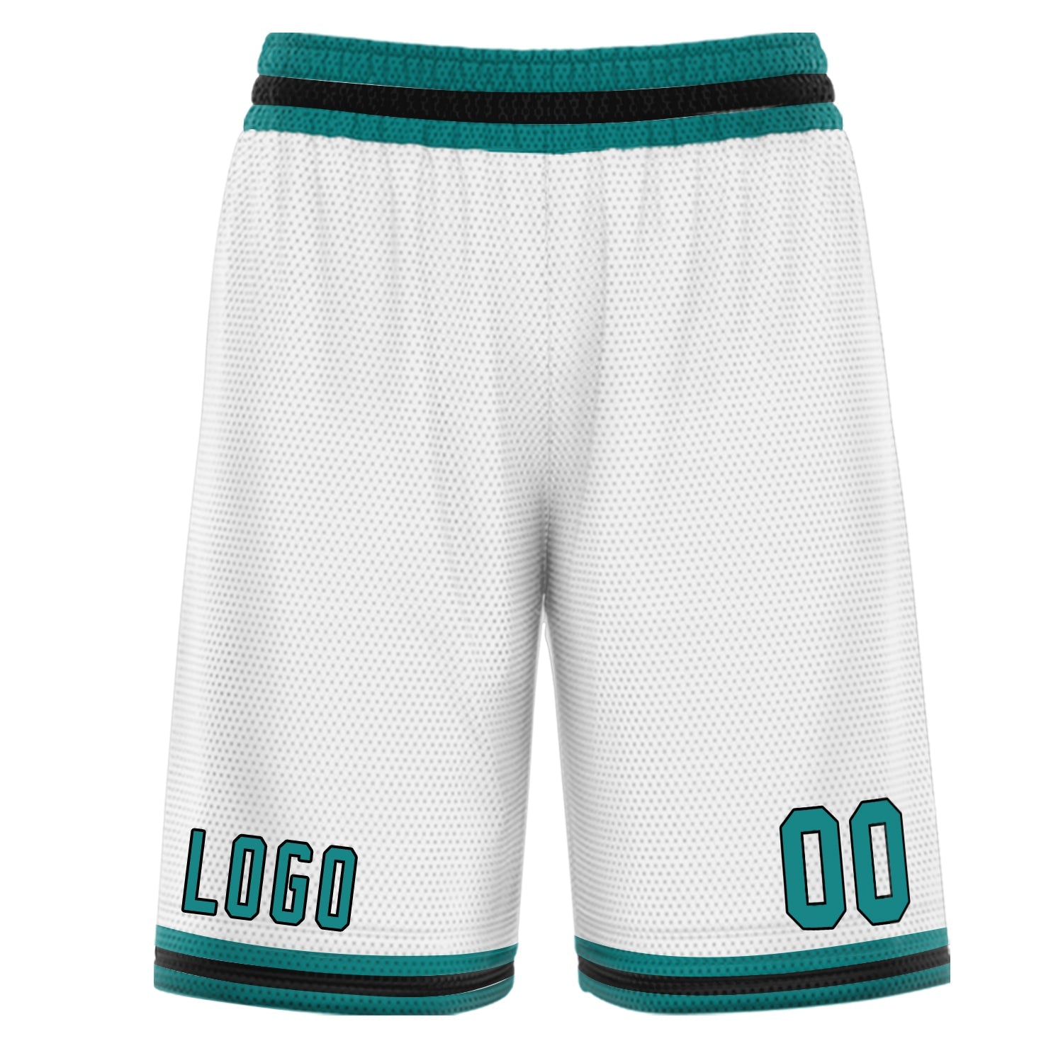 Custom White Green Black Basketball Shorts