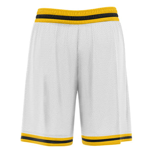 Short de basket-ball jaune blanc personnalisé