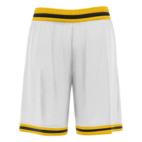 Custom White Yellow Basketball Shorts