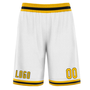 Short de basket-ball jaune blanc personnalisé