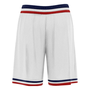 Custom White Navy Basketball Shorts