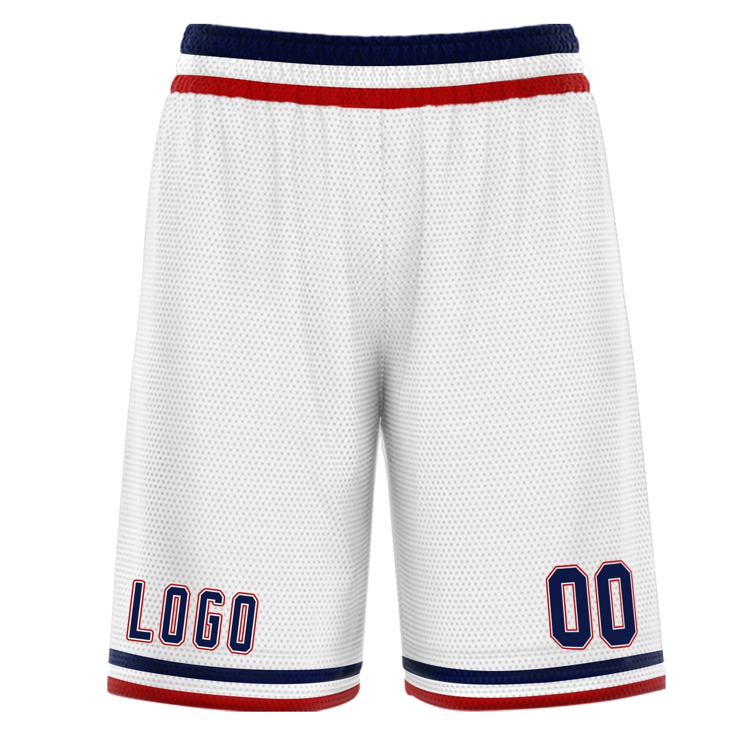 Short de basket-ball personnalisé blanc marine