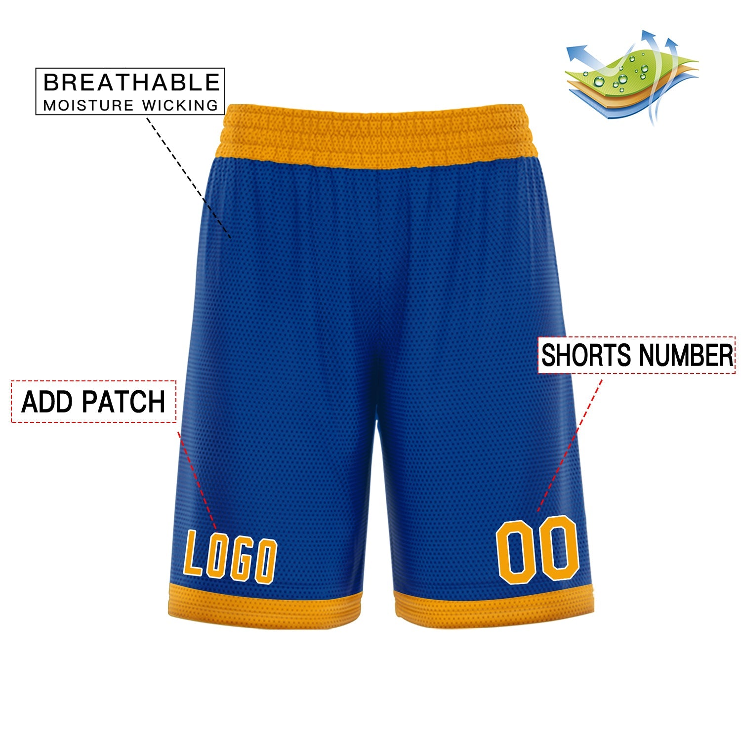 Custom Blue Yellow Basketball Shorts