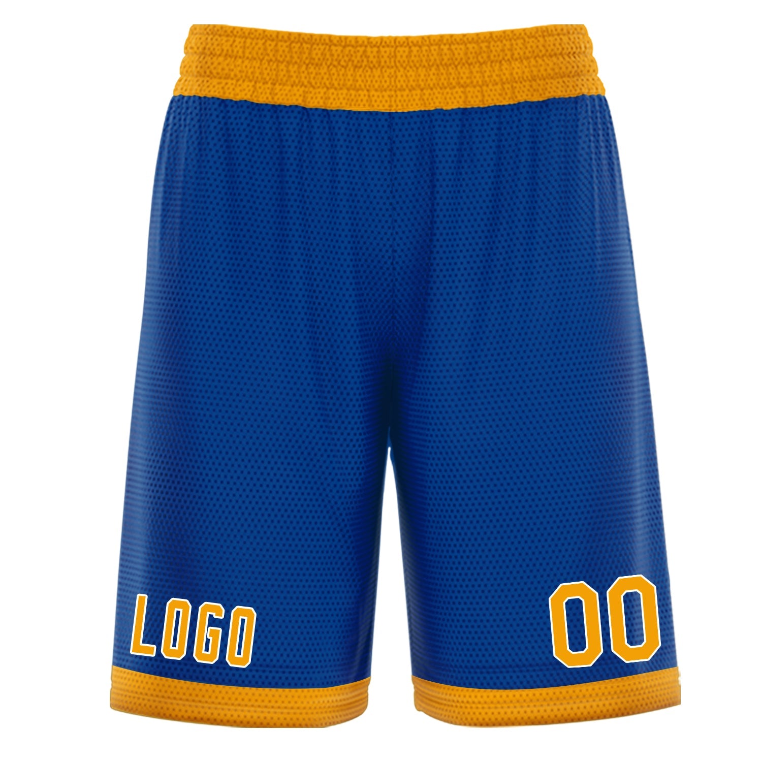 Short de basket-ball bleu jaune personnalisé