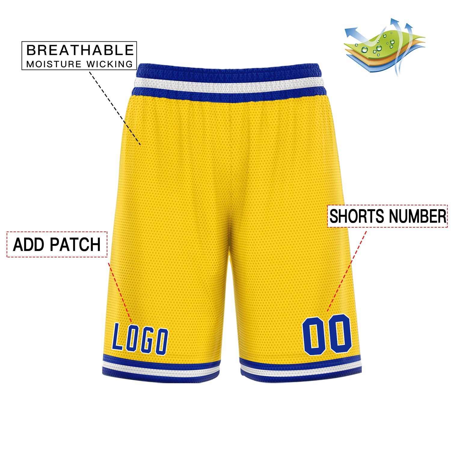 Blue and yellow basketball shorts online