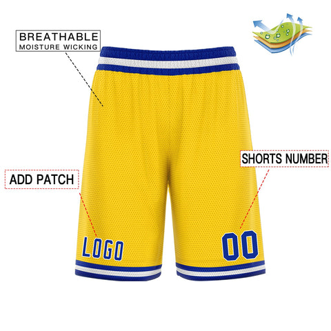 Custom Yellow Blue Basketball Shorts