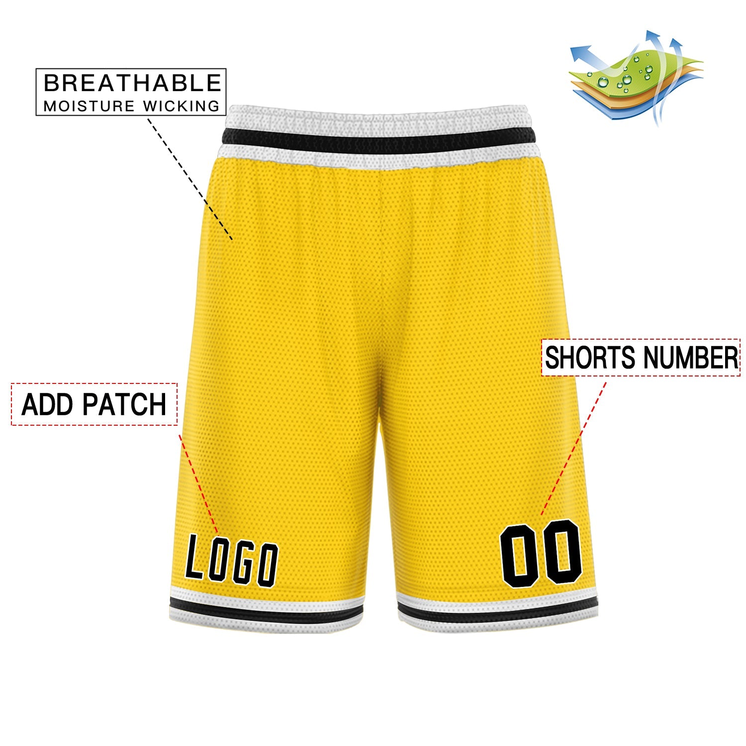 Custom Yellow Black Basketball Shorts