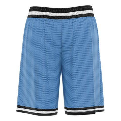 Custom Light Blue White Black Basketball Shorts