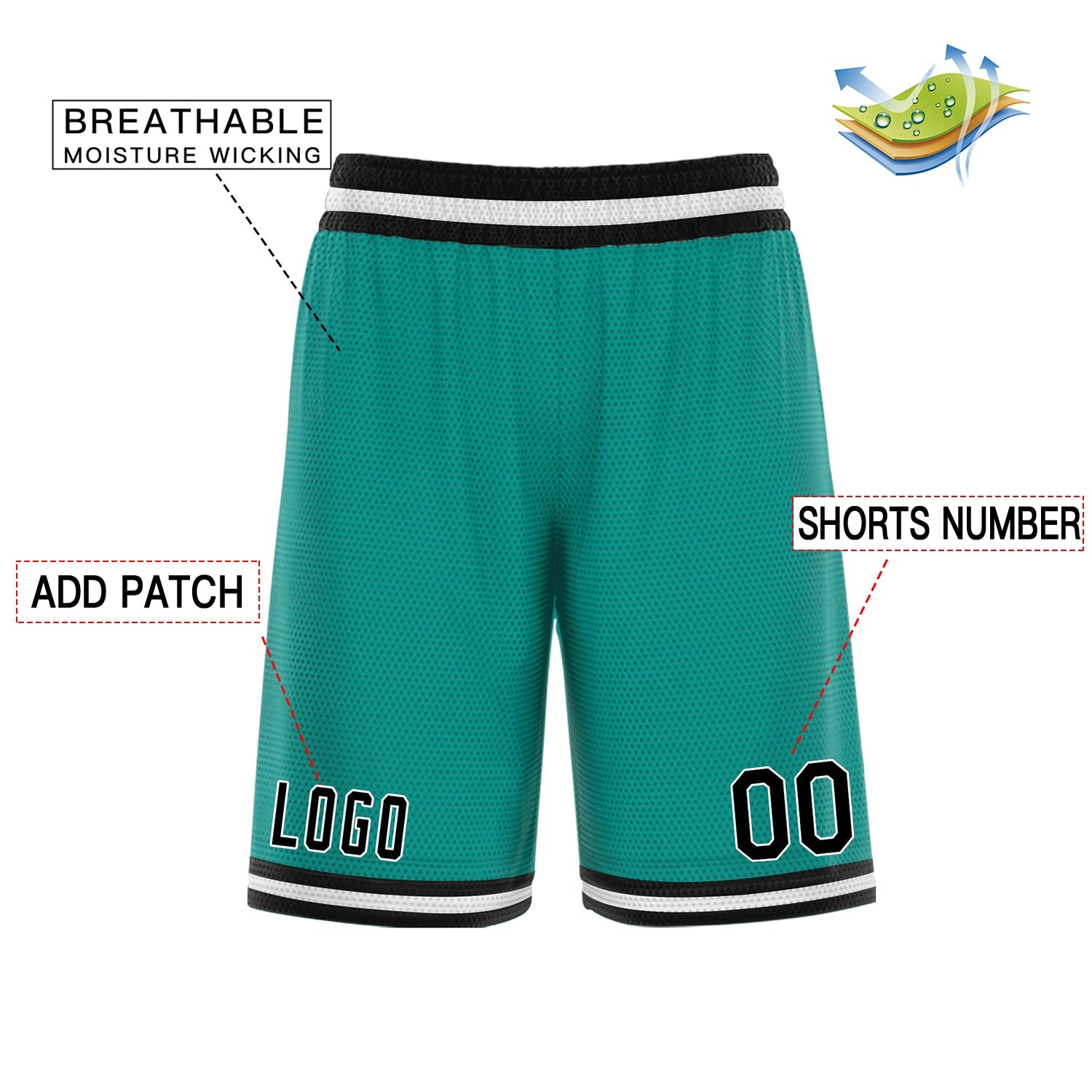 Custom Green Black White Basketball Shorts