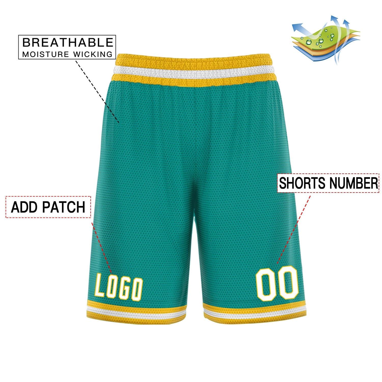 Custom Green Blue White Basketball Shorts