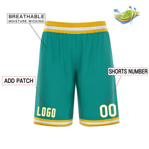 Custom Green Blue White Basketball Shorts