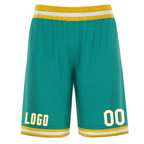 Custom Green Blue White Basketball Shorts