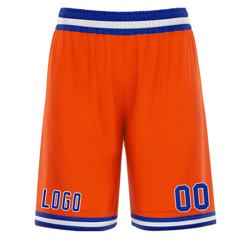 Custom Orange Blue White Basketball Shorts