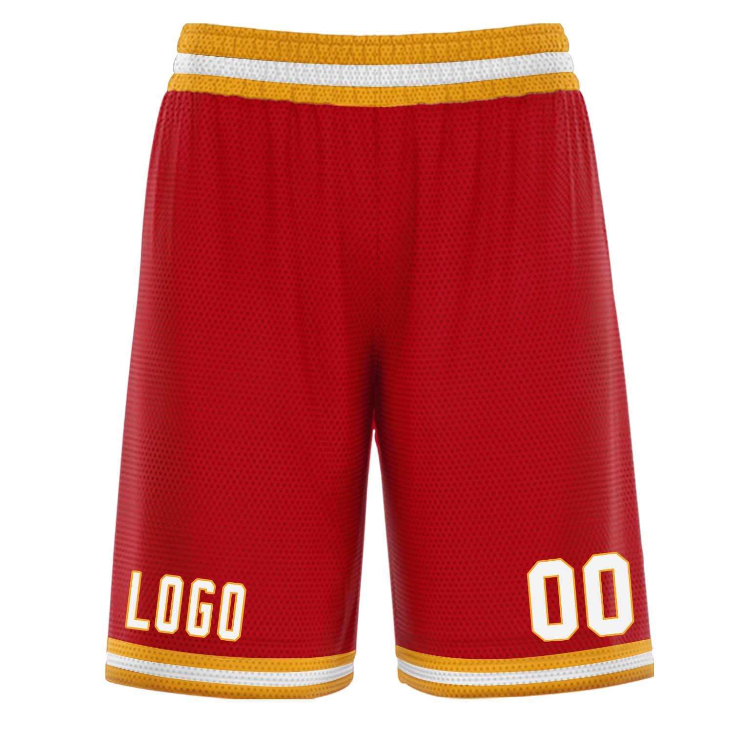 Short de basket-ball personnalisé rouge jaune blanc