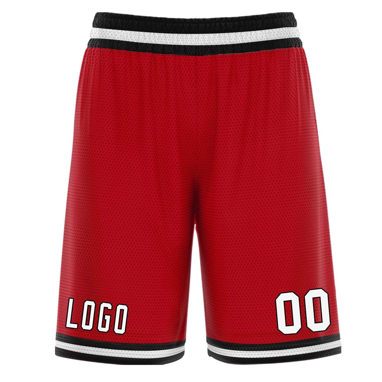 Short de basket-ball personnalisé rouge noir blanc