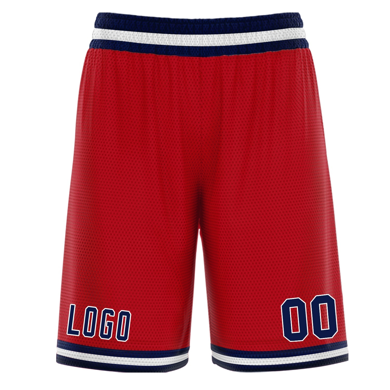 Short de basket-ball blanc rouge marine personnalisé