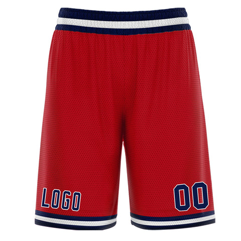 Custom Red Navy White Basketball Shorts