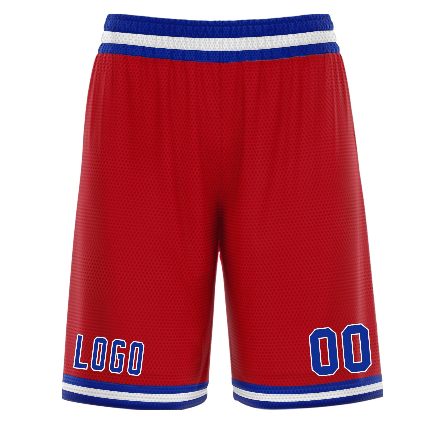 Short de basket-ball personnalisé rouge bleu blanc