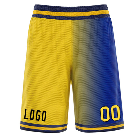 Custom Yellow Blue Athletic Gradient Fashion Basketball Shorts