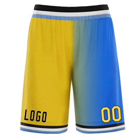 Custom Yellow Blue Gradient Fashion Basketball Shorts