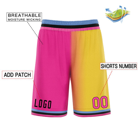 Custom Pink Yellow Gradient Fashion Basketball Shorts