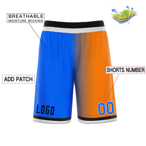 Custom Blue Orange Gradient Fashion Basketball Shorts