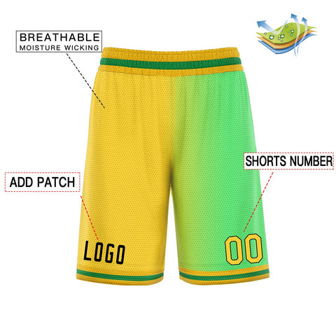 Custom Yellow Neon Green Gradient Fashion Basketball Shorts