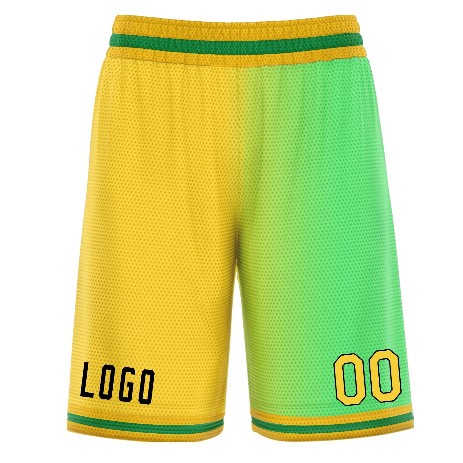 Custom Yellow Neon Green Gradient Fashion Basketball Shorts