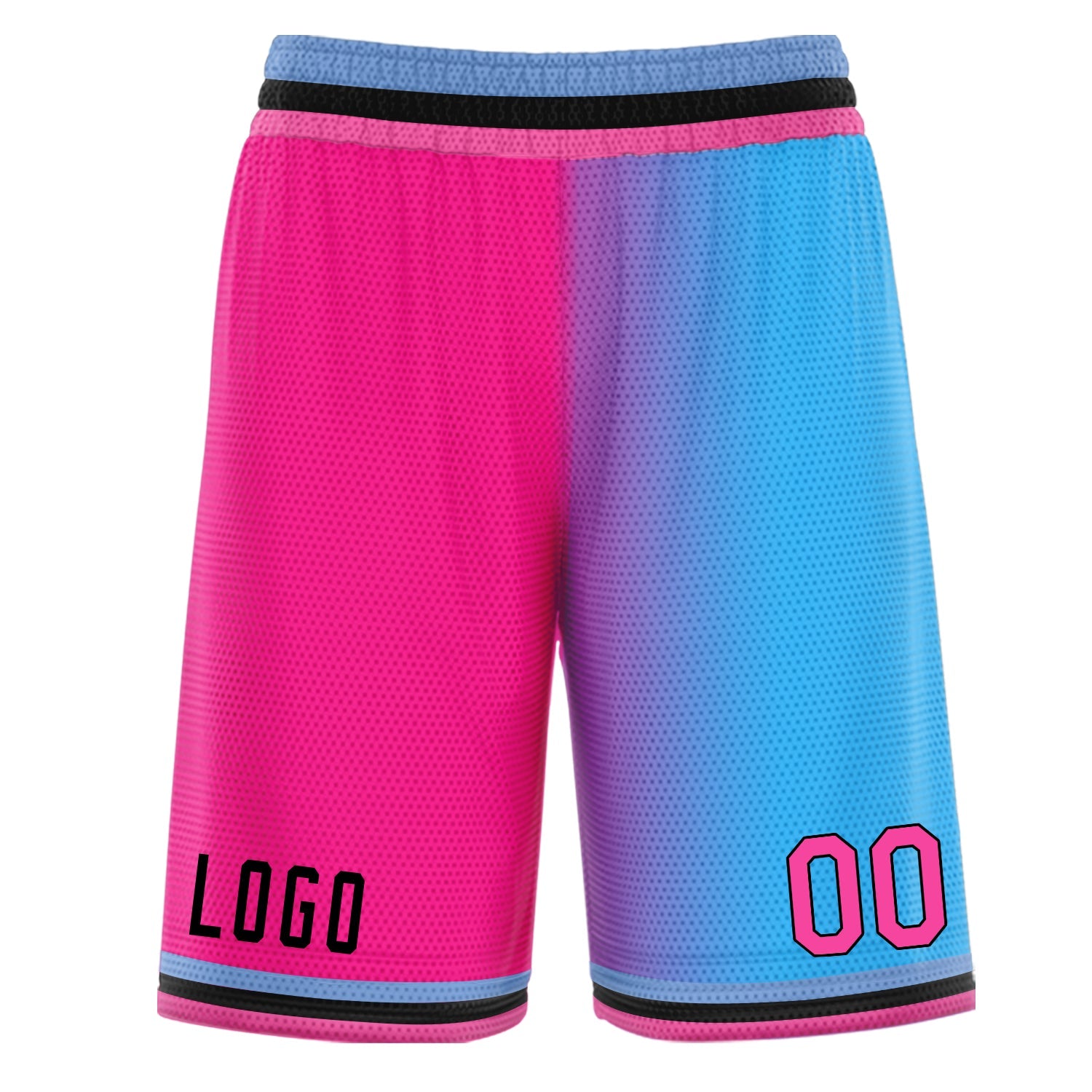 Custom Pink Blue Gradient Fashion Basketball Shorts