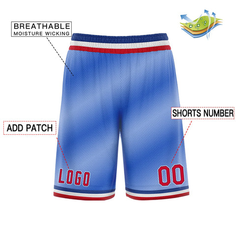 Custom Blue Red Gradient Fashion Basketball Shorts