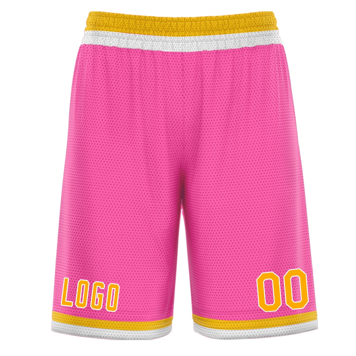 Short de basket-ball athlétique jaune rose personnalisé