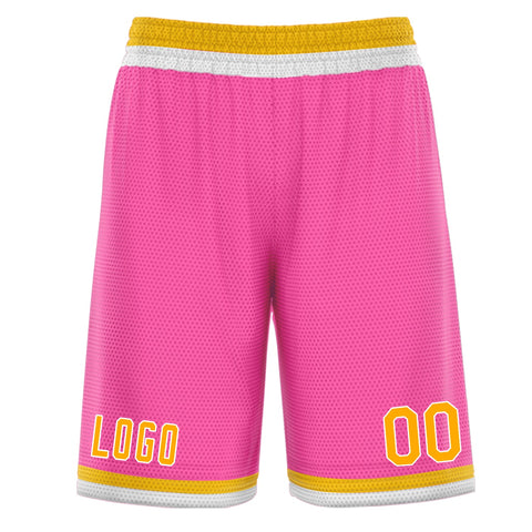 Custom Pink Yellow Athletic Basketball Shorts