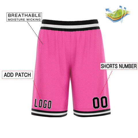 Custom Pink Black Basketball Shorts
