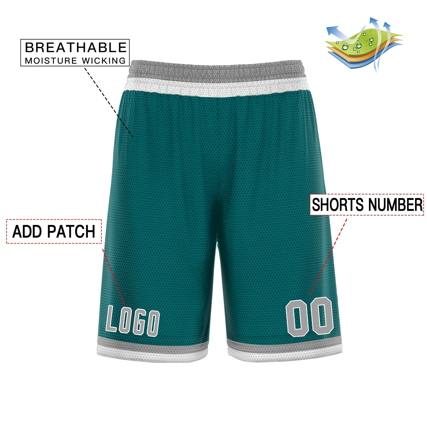 Custom Green Grey Basketball Shorts