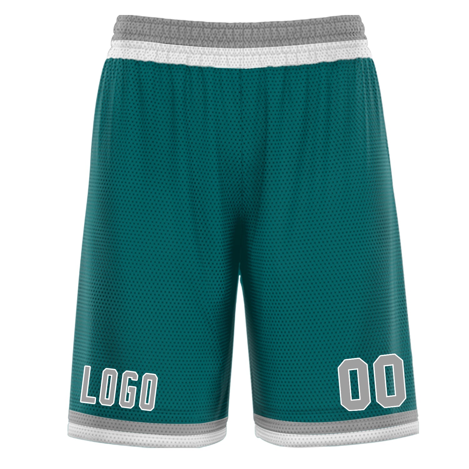 Short de basket-ball gris vert personnalisé