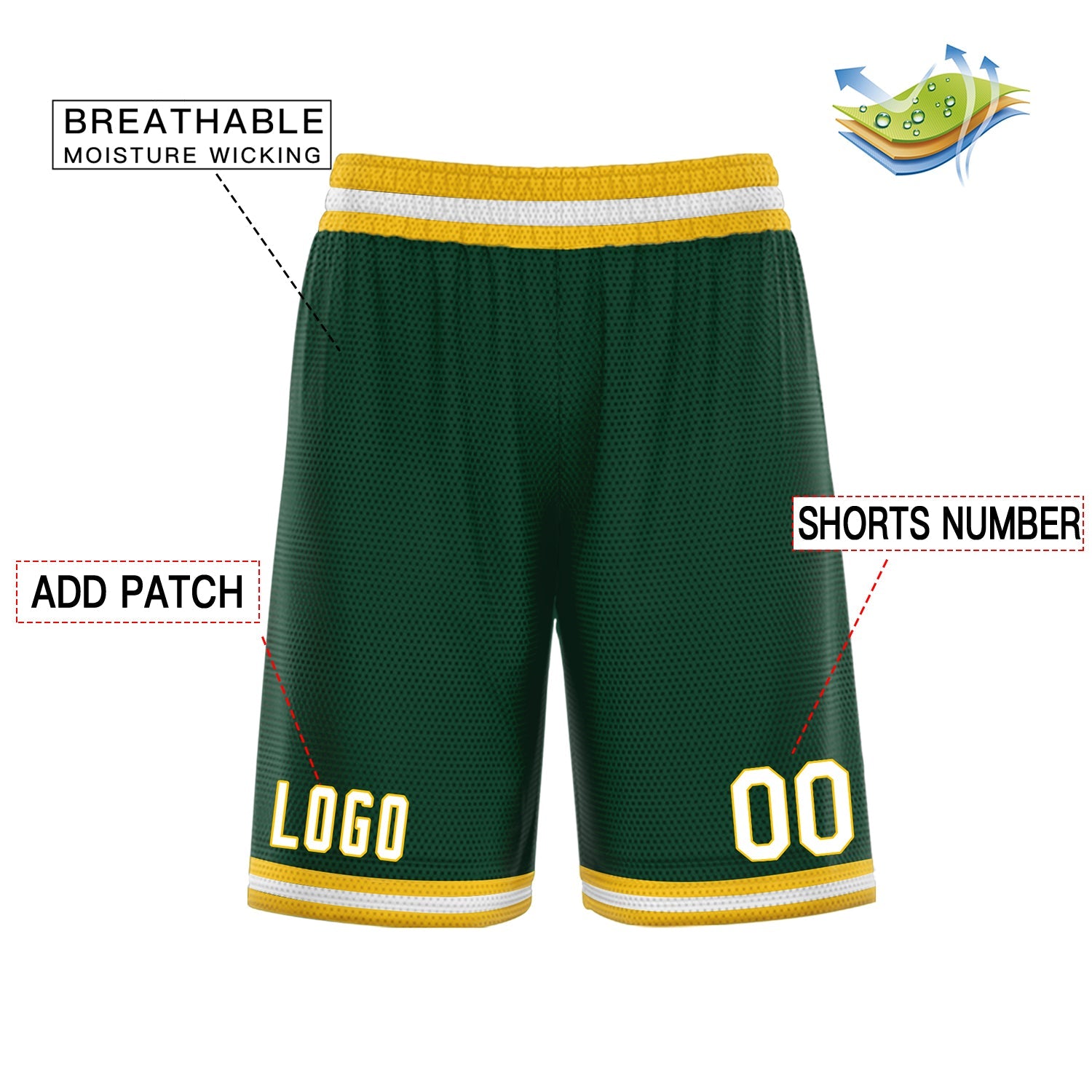 Custom Green Yellow Basketball Shorts