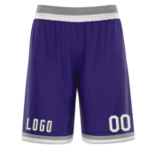 Short de basket-ball blanc gris violet personnalisé