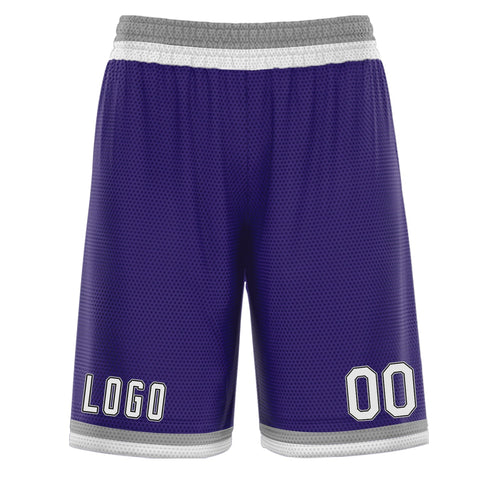 Custom Purple Grey White Basketball Shorts