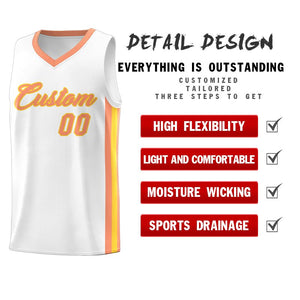 Maillot de basket-ball uniforme de sport, ensemble classique blanc Orange-jaune personnalisé