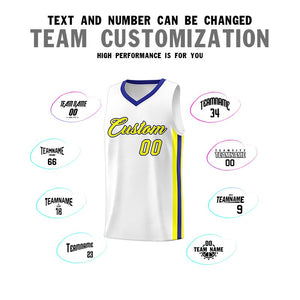 Custom White Yellow-Royal Classic Sets Sports Uniform Basketball Jersey